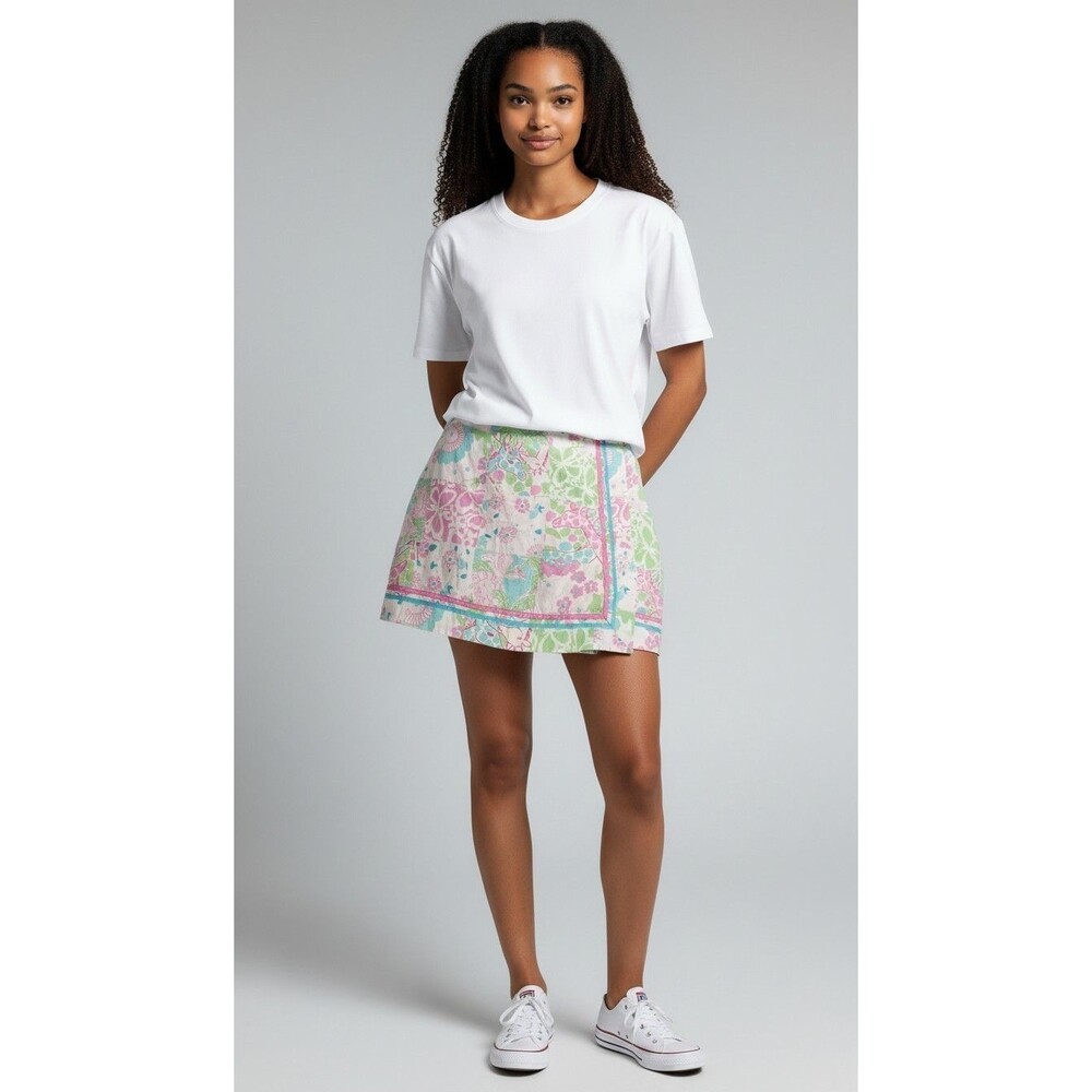 Lilly Pulitzer Skort Skirt Lion Giraffe Flowers and Cool Trim 4 Preppy